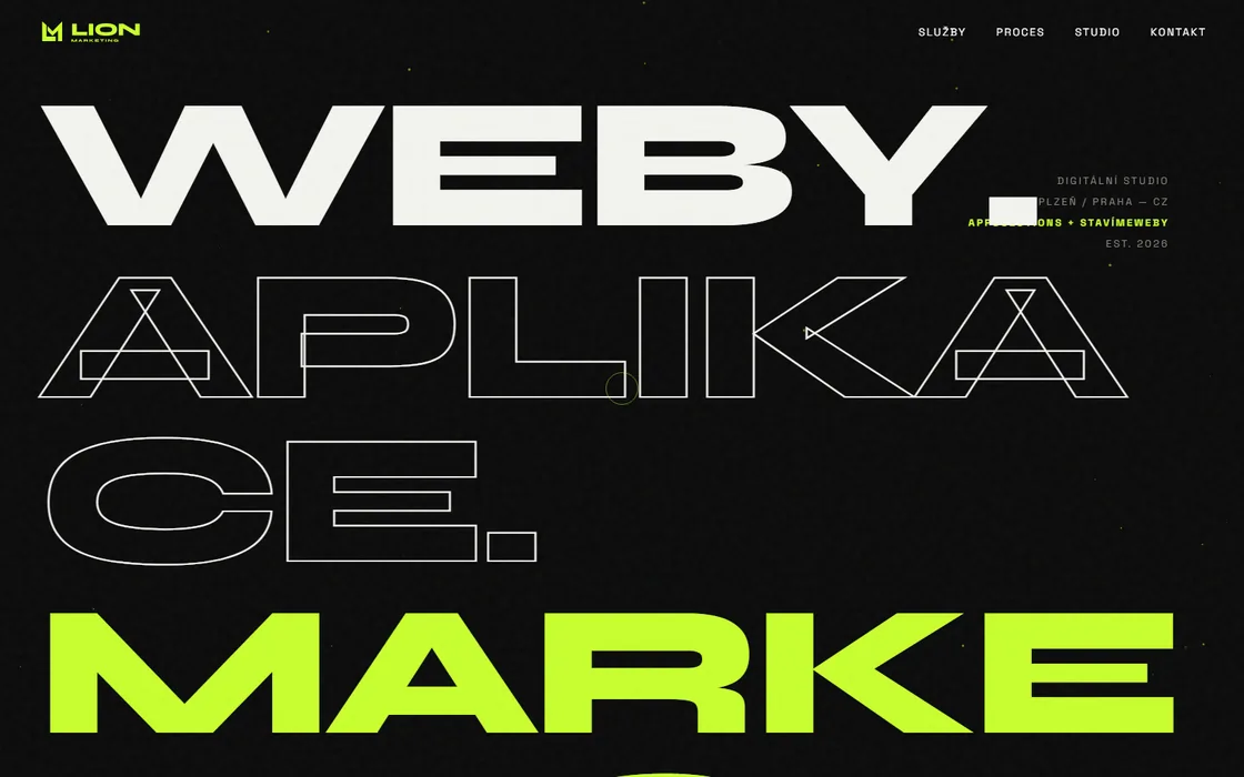 Náhled úvodní stránky webu LION Marketing